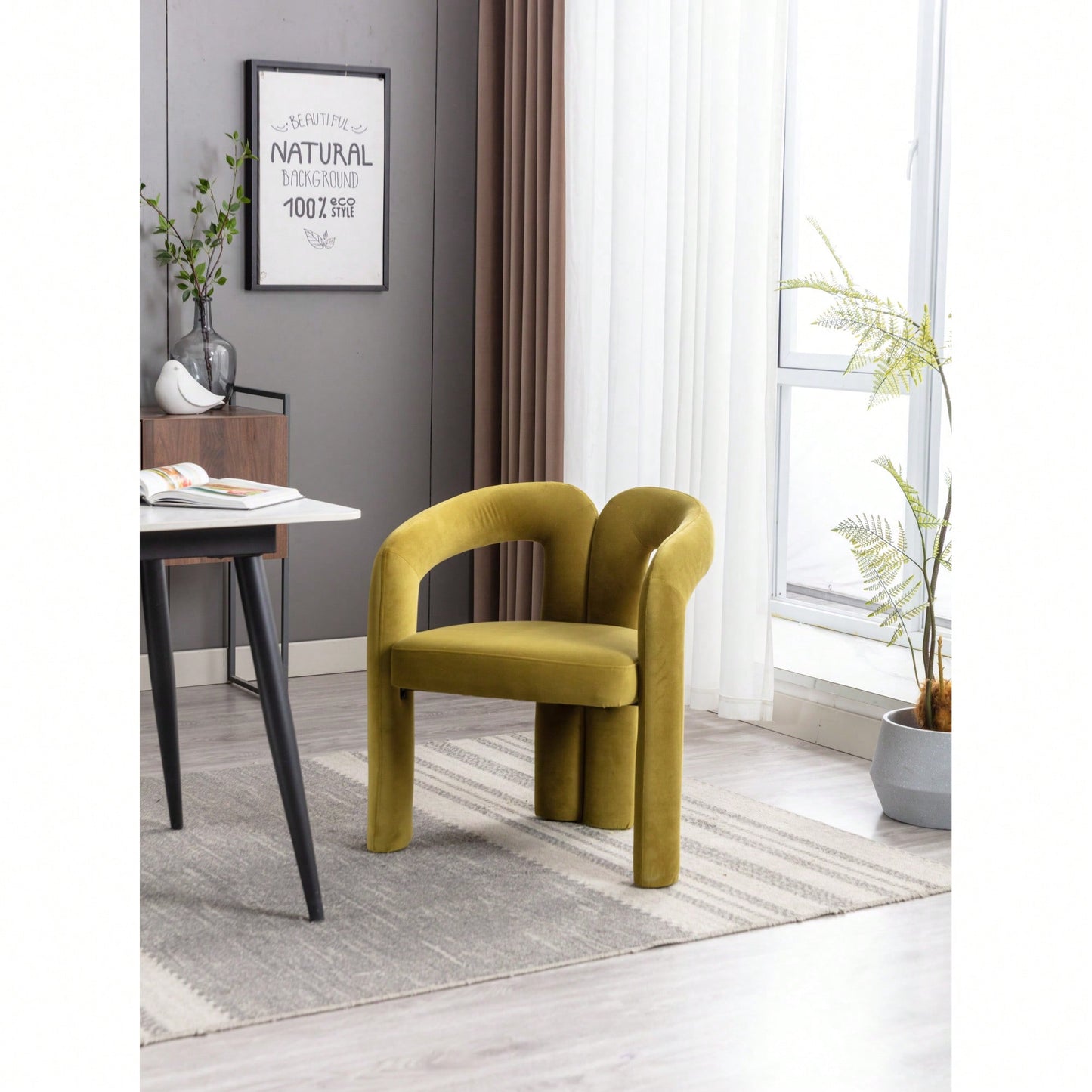 Contemporary Velvet Upholstered Accent Dining Barrel Chairs Set Of 2 Beige For Living Room Kitchen