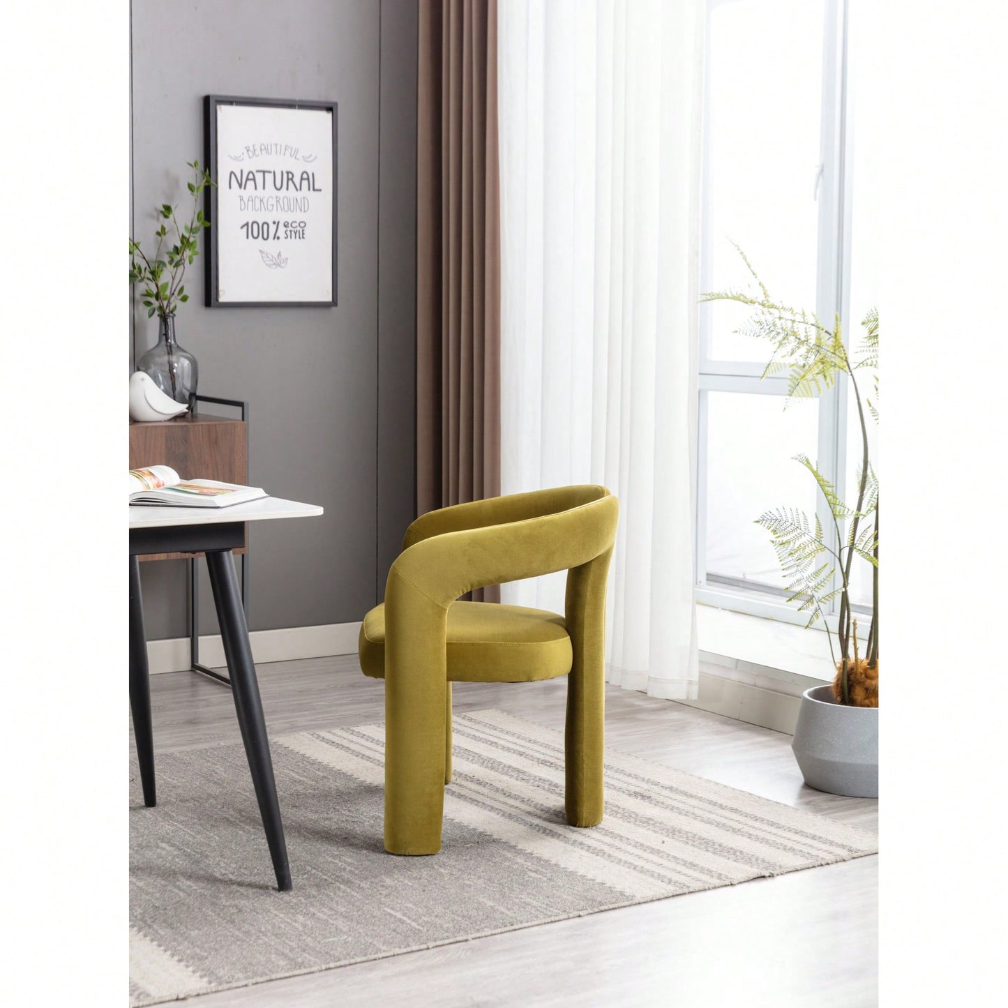 Contemporary Velvet Upholstered Accent Dining Barrel Chairs Set Of 2 Beige For Living Room Kitchen