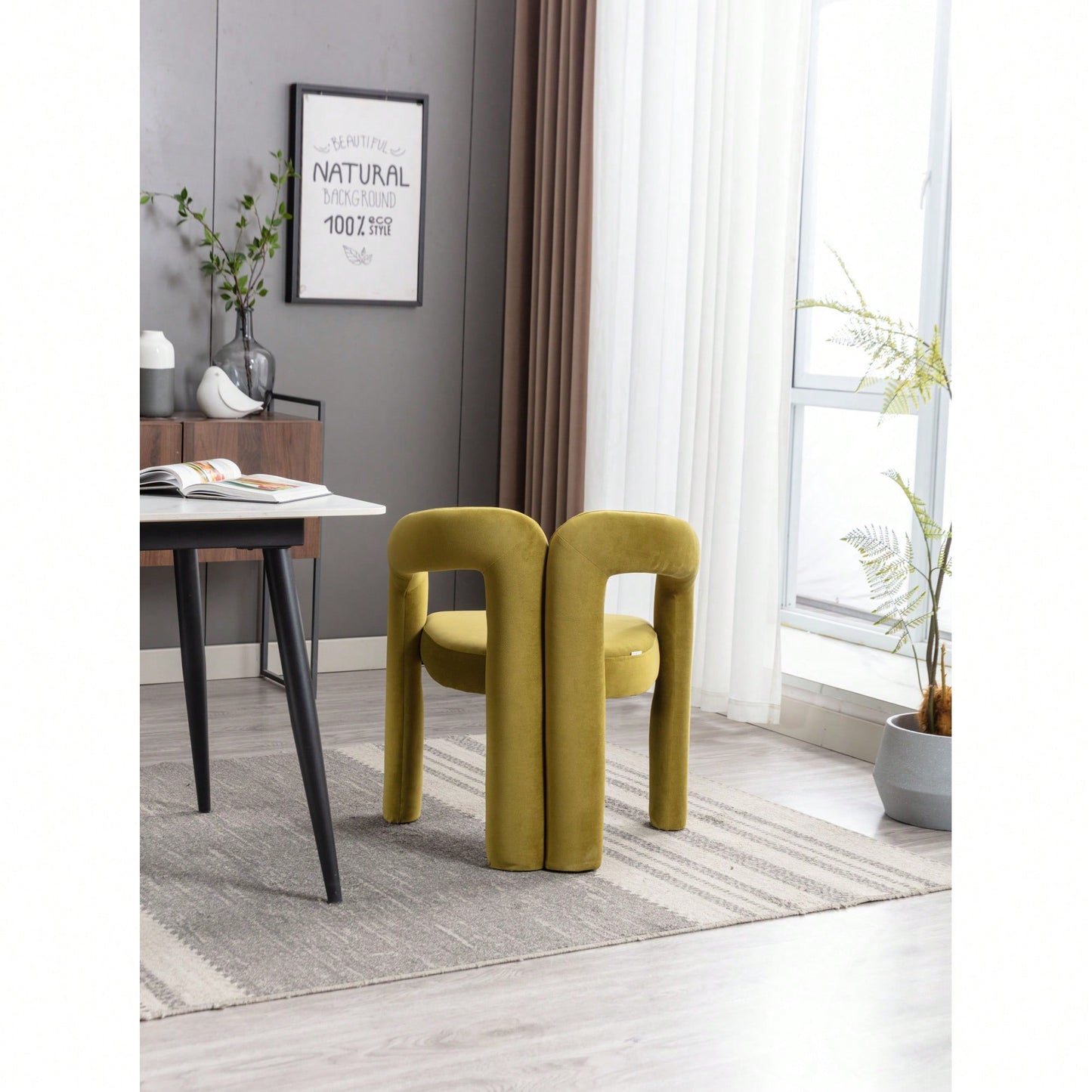 Contemporary Velvet Upholstered Accent Dining Barrel Chairs Set Of 2 Beige For Living Room Kitchen