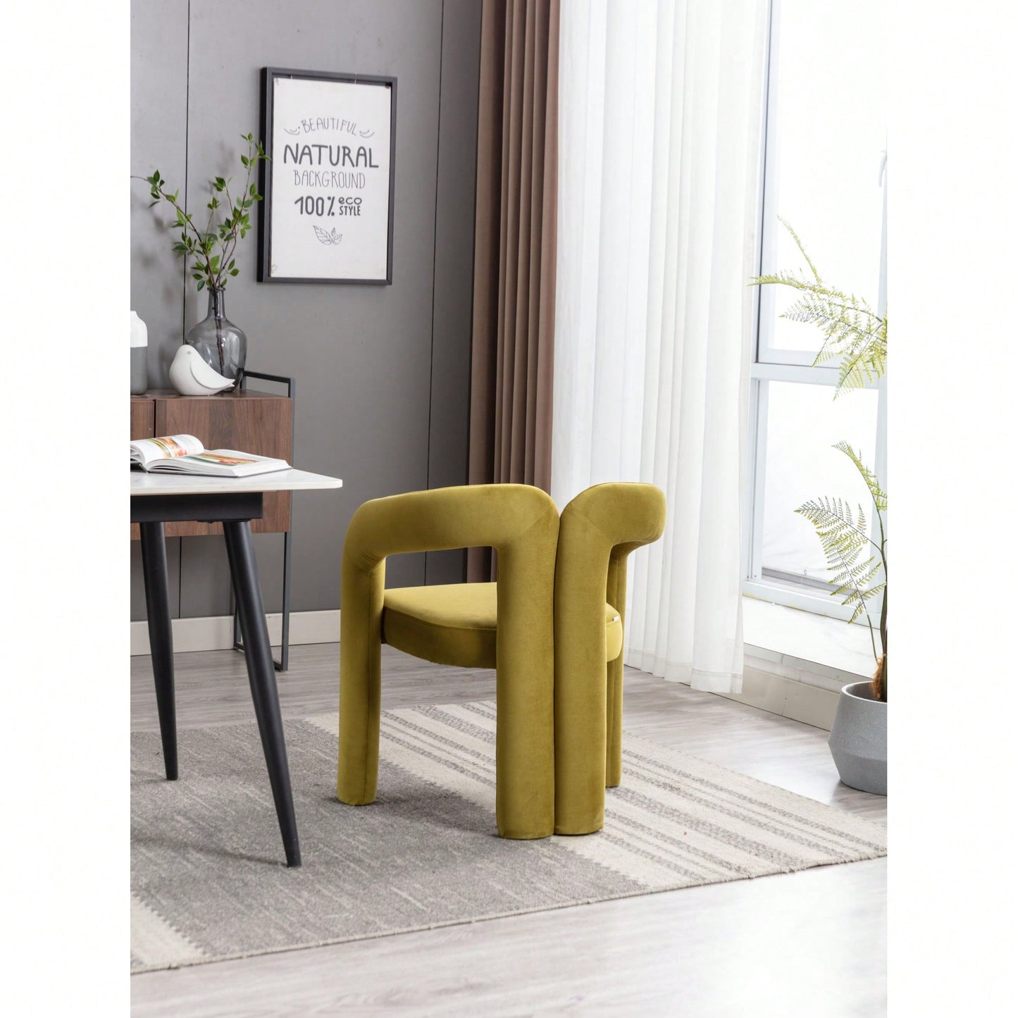 Contemporary Velvet Upholstered Accent Dining Barrel Chairs Set Of 2 Beige For Living Room Kitchen
