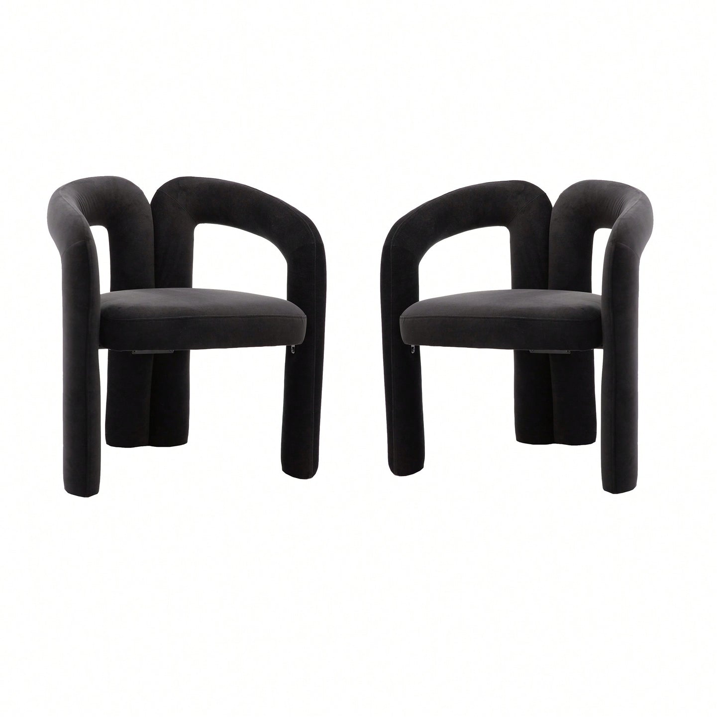 Contemporary Velvet Upholstered Accent Dining Barrel Chairs Set Of 2 Beige For Living Room Kitchen