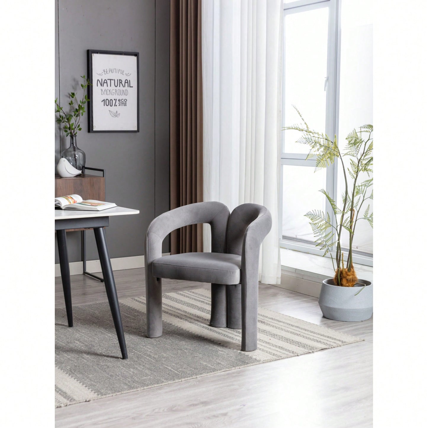 Contemporary Velvet Upholstered Accent Dining Barrel Chairs Set Of 2 Beige For Living Room Kitchen