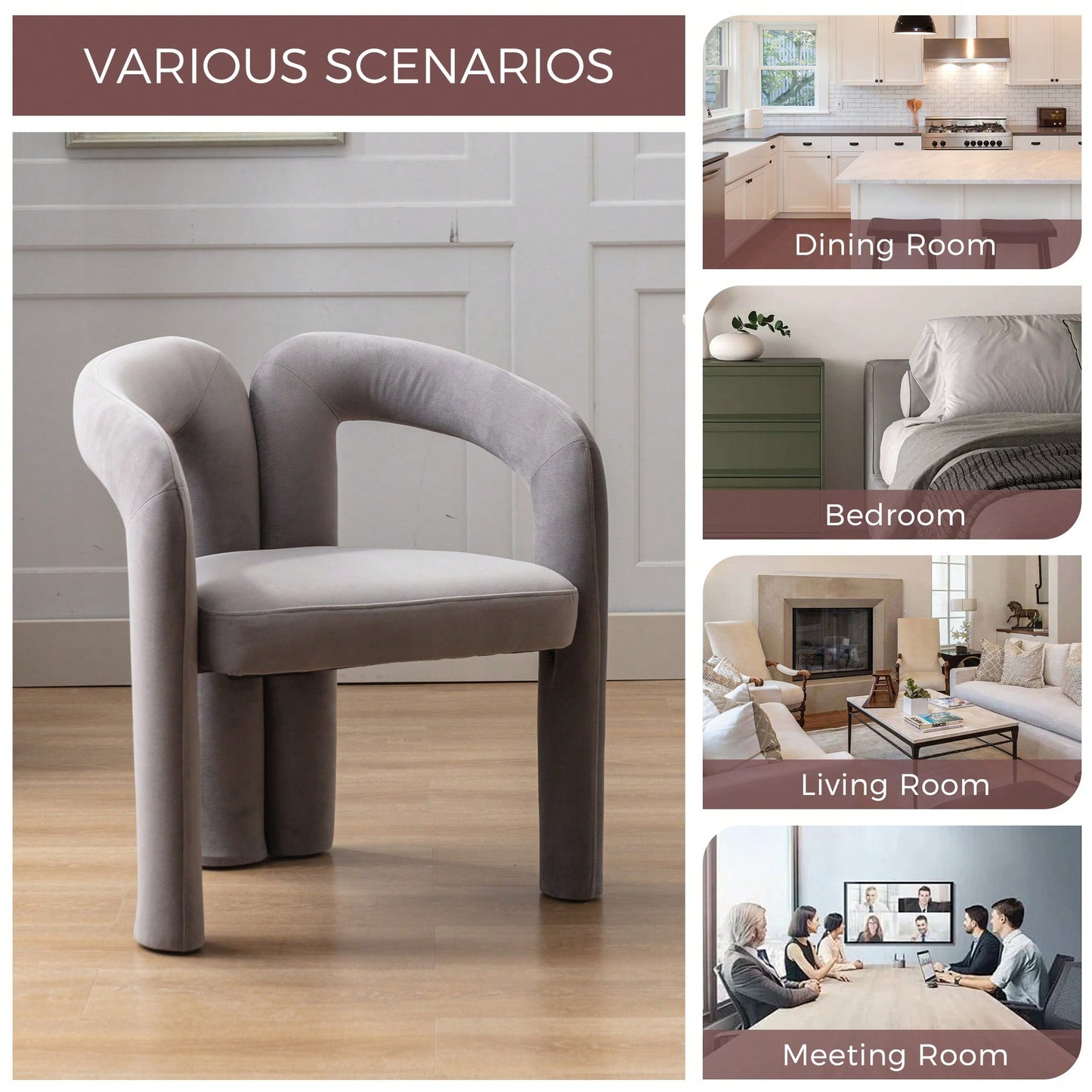 Contemporary Velvet Upholstered Accent Dining Barrel Chairs Set Of 2 Beige For Living Room Kitchen