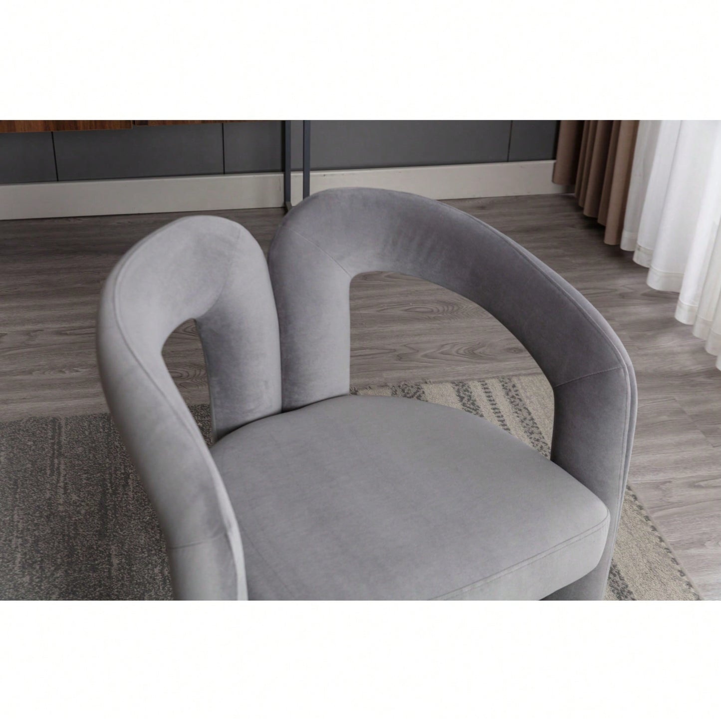 Contemporary Velvet Upholstered Accent Dining Barrel Chairs Set Of 2 Beige For Living Room Kitchen