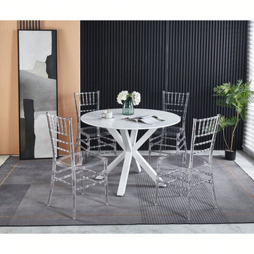 Set Of 4 Modern Plastic Seat Dining Chairs For Stylish Home Decor