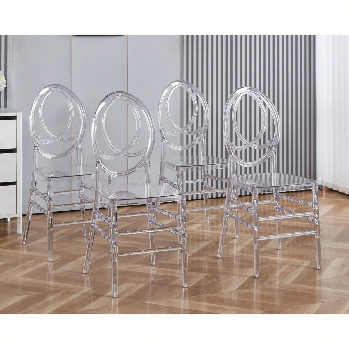 Set Of 4 Modern Plastic Seat Dining Chairs For Stylish Home Decor