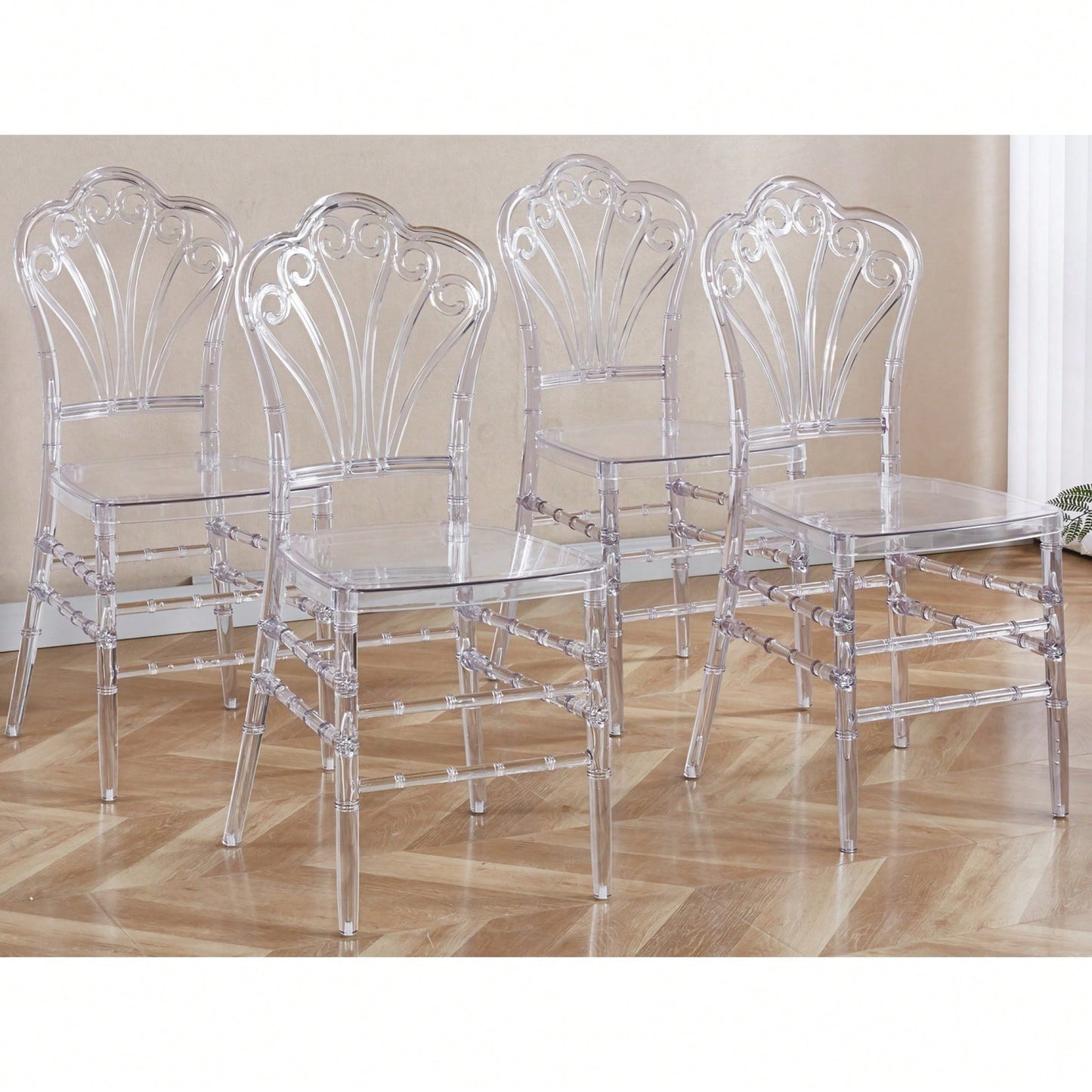Set Of 4 Modern Plastic Seat Dining Chairs For Stylish Home Decor