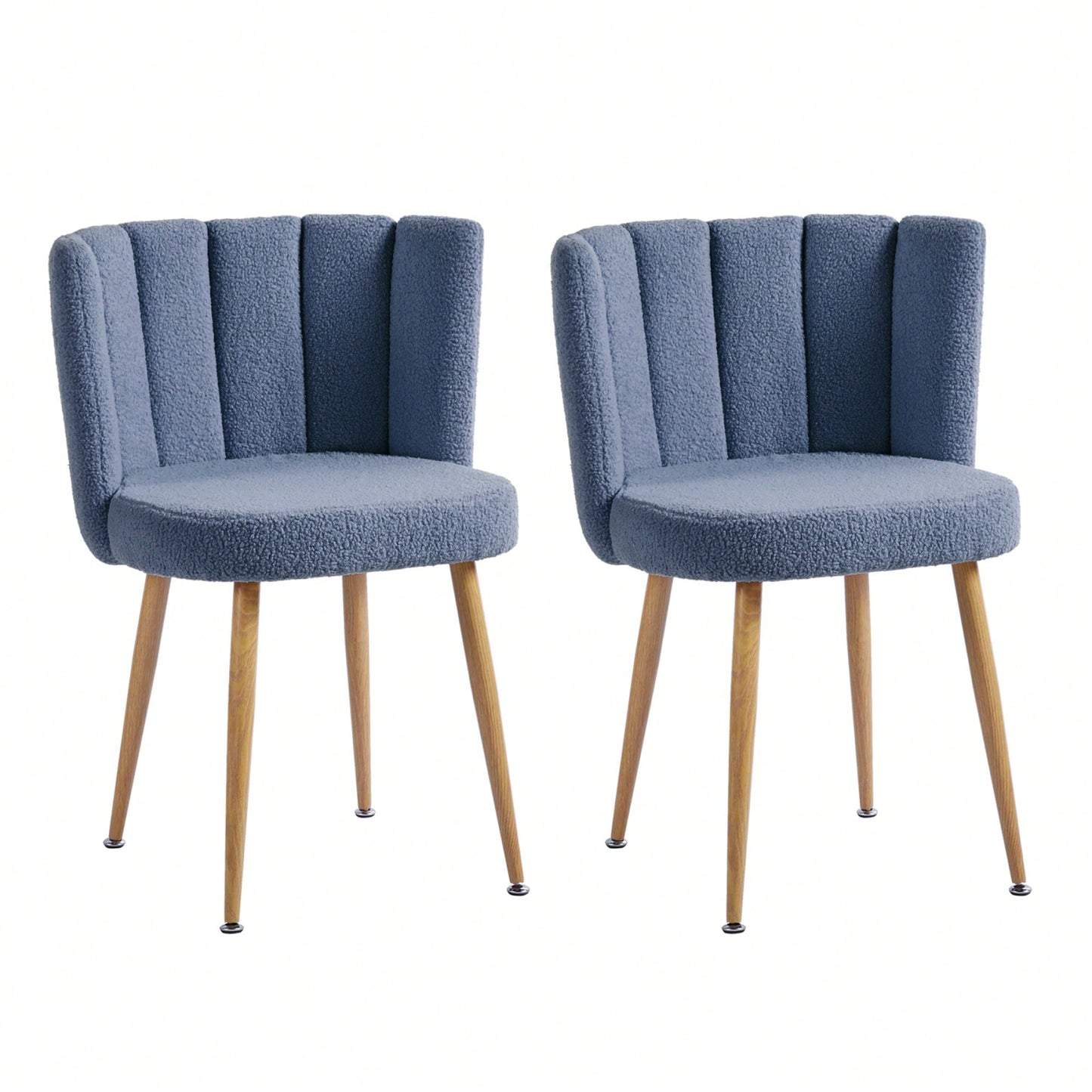 Haze Blue Dining Chair Set Of 2 With Iron Tube Legs And Comfortable Cushions For Dining Room And Cafe