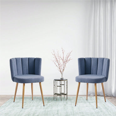 Haze Blue Dining Chair Set Of 2 With Iron Tube Legs And Comfortable Cushions For Dining Room And Cafe