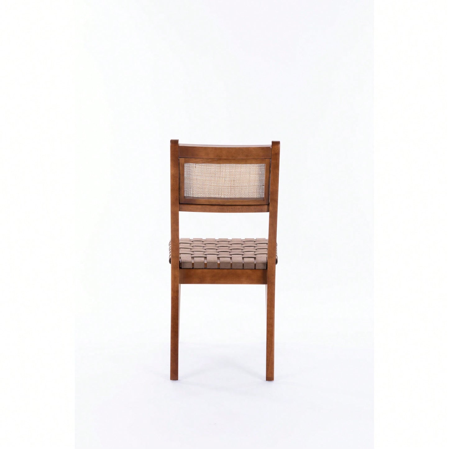 Rattan Leather Woven Strips Dining Chairs Set Of 2 For Kitchen And Living Room 18 Inch K/D Design