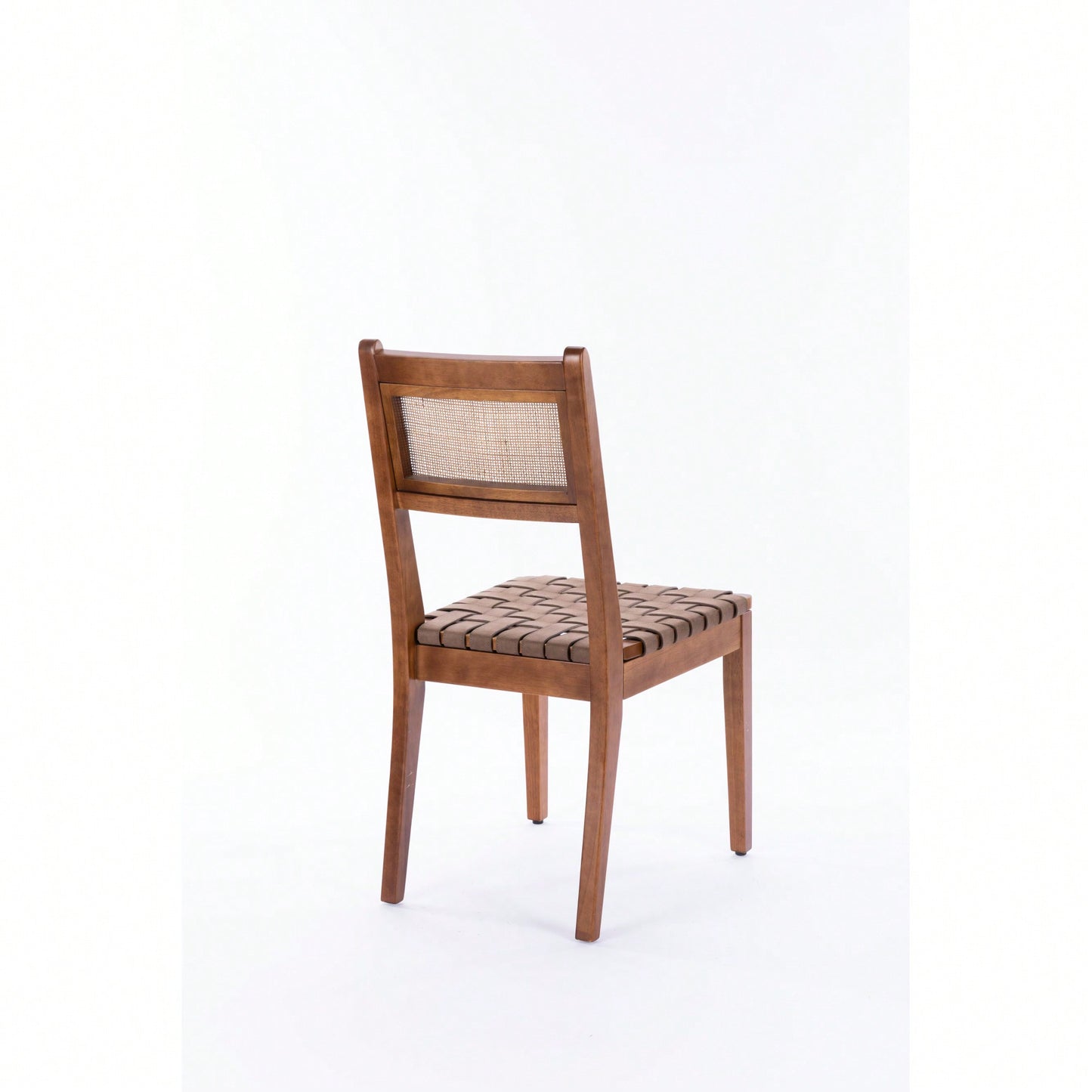 Rattan Leather Woven Strips Dining Chairs Set Of 2 For Kitchen And Living Room 18 Inch K/D Design