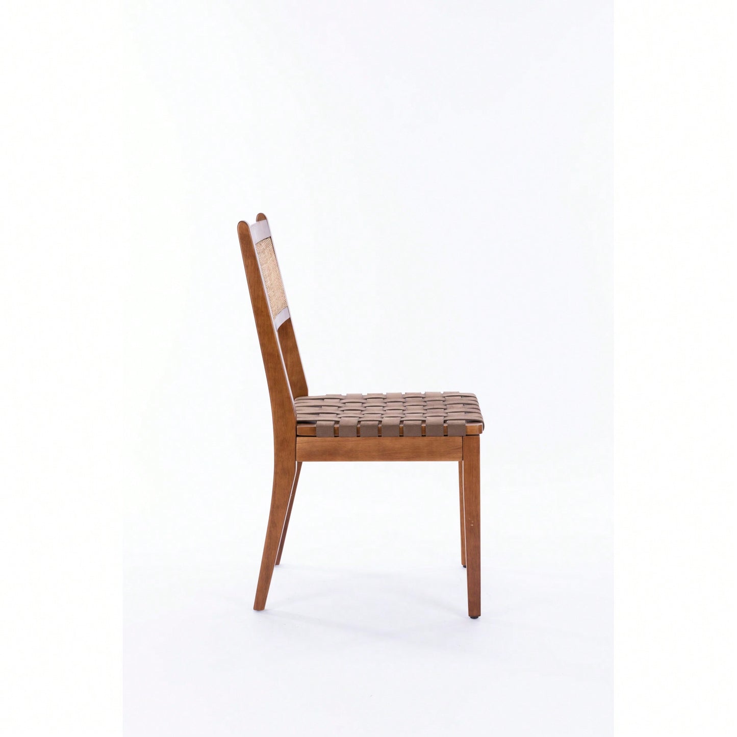 Rattan Leather Woven Strips Dining Chairs Set Of 2 For Kitchen And Living Room 18 Inch K/D Design