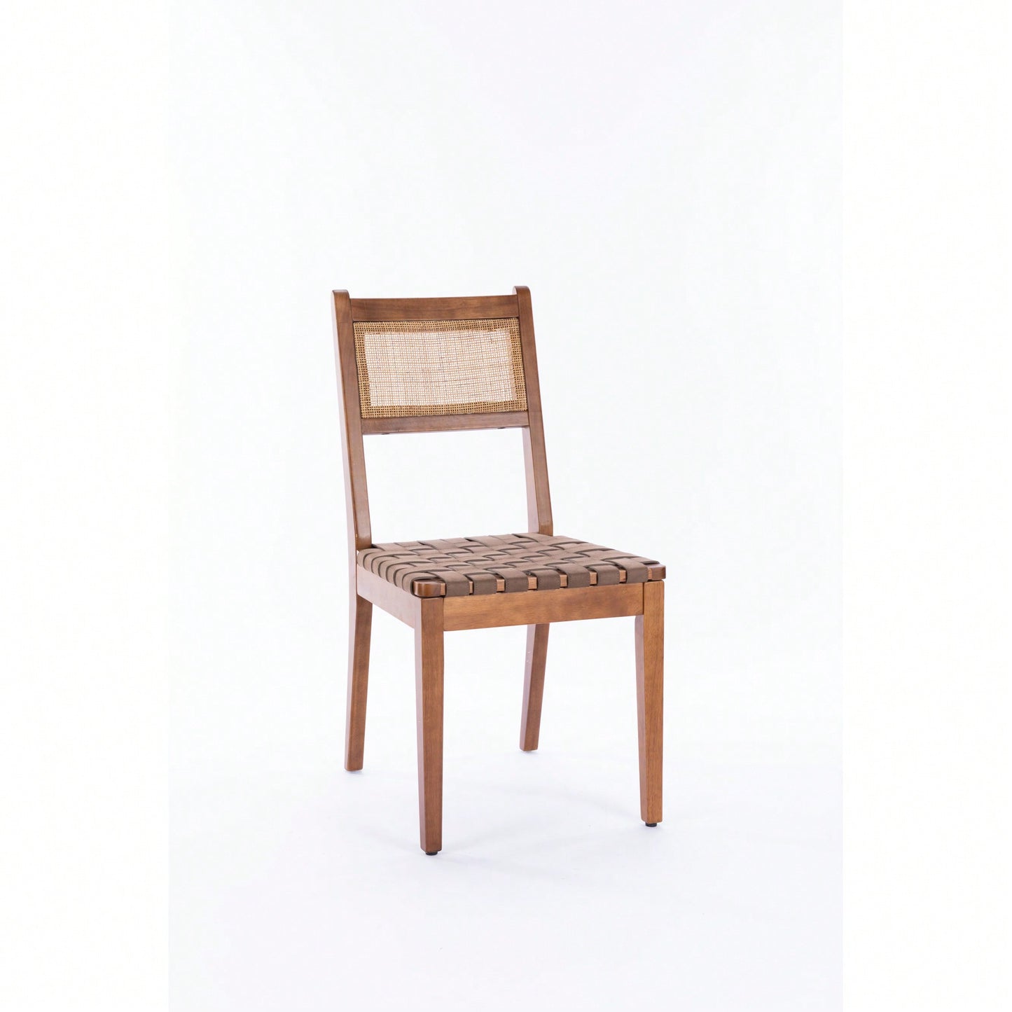 Rattan Leather Woven Strips Dining Chairs Set Of 2 For Kitchen And Living Room 18 Inch K/D Design