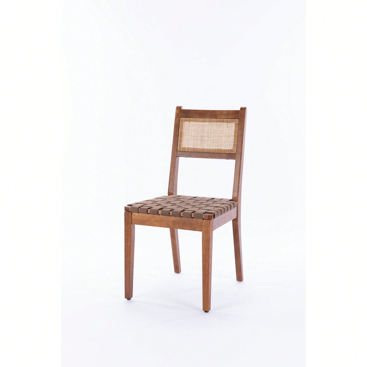 Rattan Leather Woven Strips Dining Chairs Set Of 2 For Kitchen And Living Room 18 Inch K/D Design