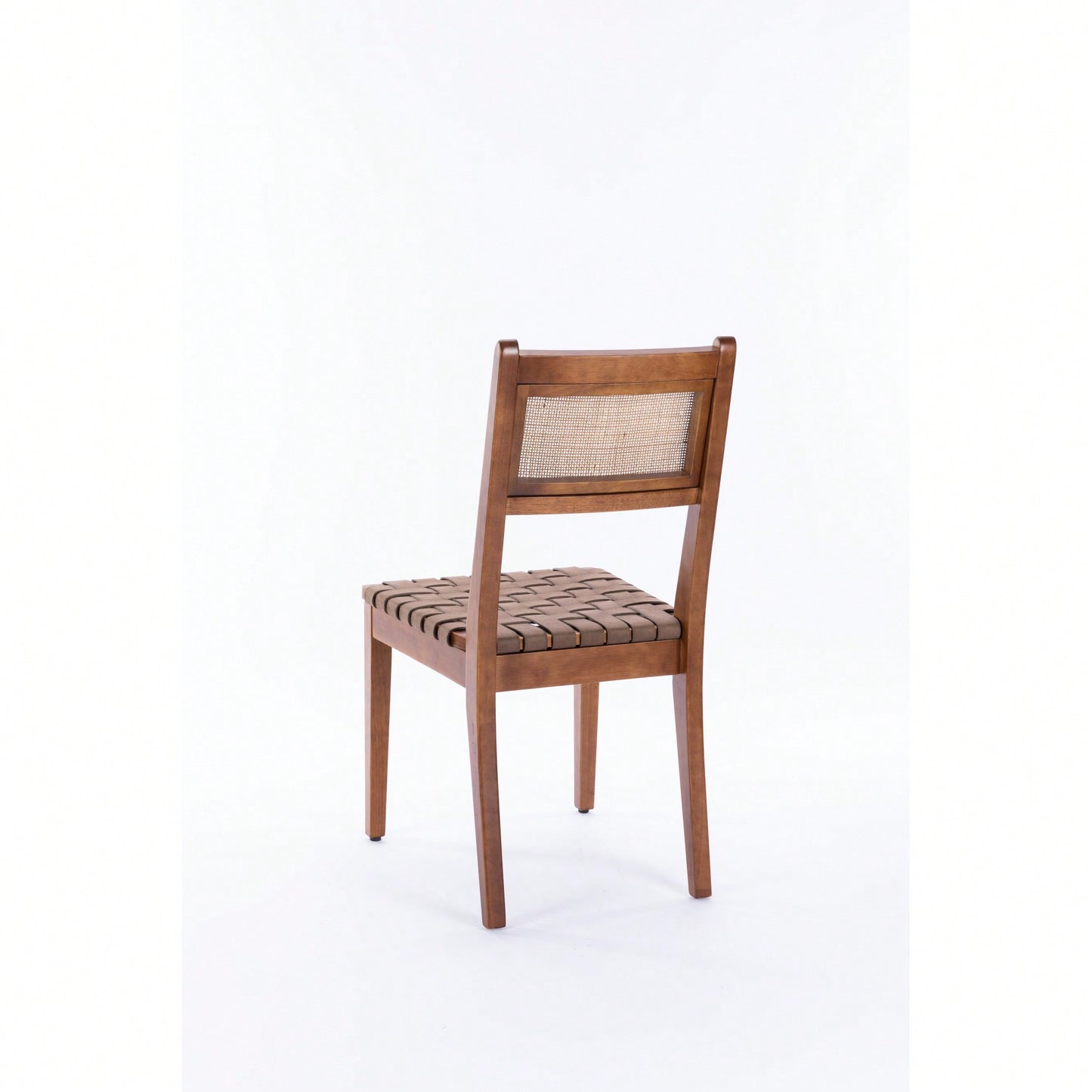 Rattan Leather Woven Strips Dining Chairs Set Of 2 For Kitchen And Living Room 18 Inch K/D Design