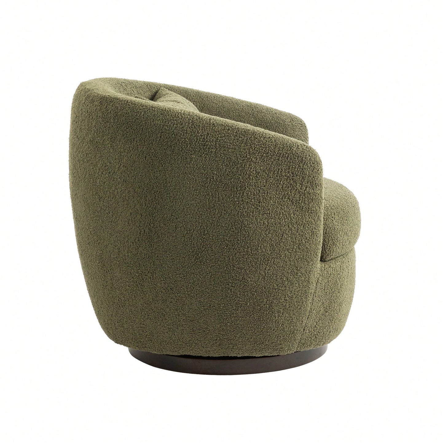 Modern Upholstered Swivel Barrel Armchair With Storage In Dark Green Teddy Fabric For Living Room Bedroom Office And Reading Spaces