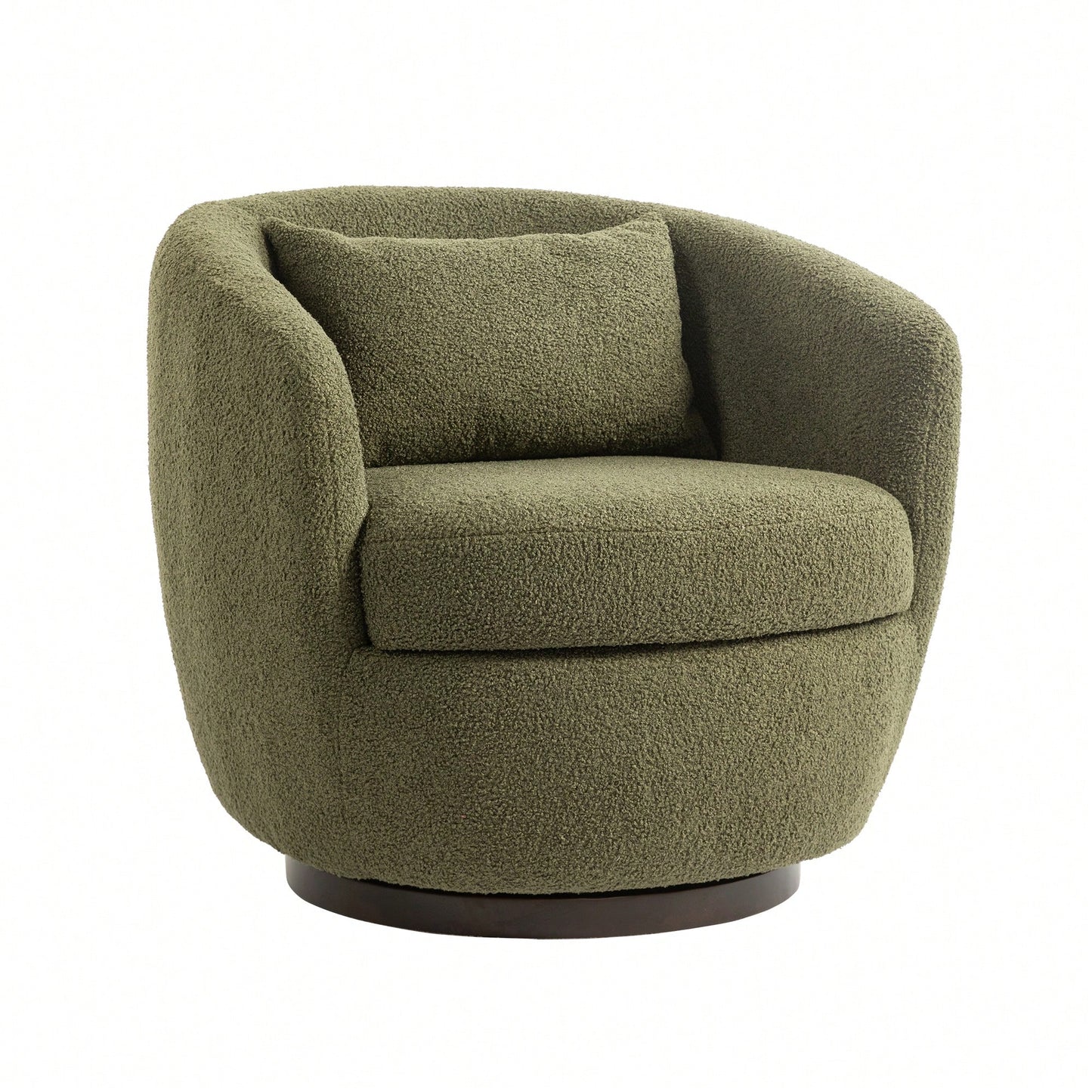 Modern Upholstered Swivel Barrel Armchair With Storage In Dark Green Teddy Fabric For Living Room Bedroom Office And Reading Spaces