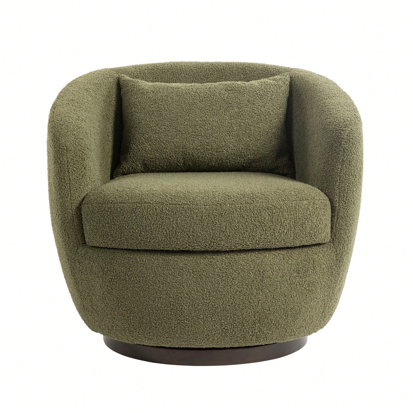 Modern Upholstered Swivel Barrel Armchair With Storage In Dark Green Teddy Fabric For Living Room Bedroom Office And Reading Spaces