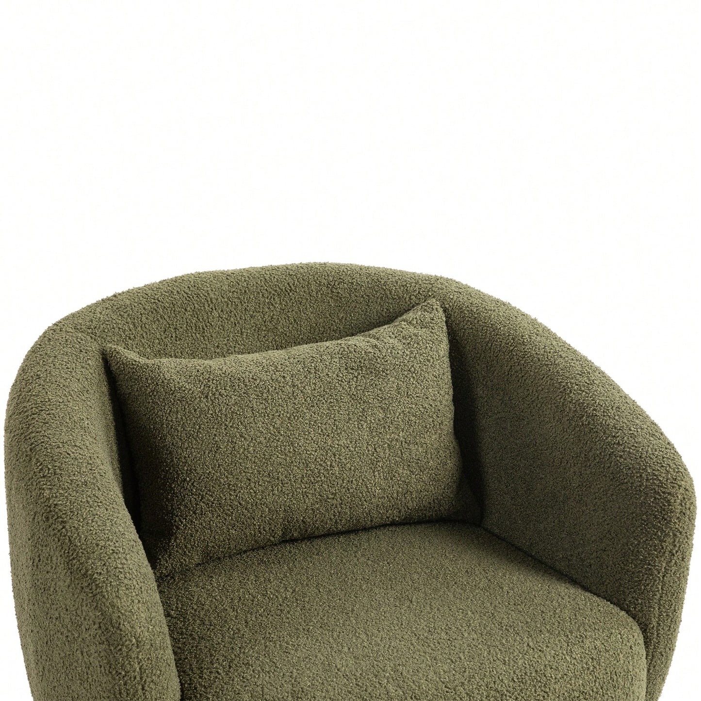 Modern Upholstered Swivel Barrel Armchair With Storage In Dark Green Teddy Fabric For Living Room Bedroom Office And Reading Spaces