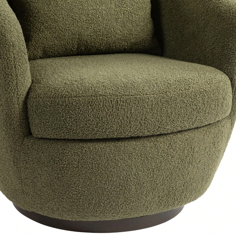 Modern Upholstered Swivel Barrel Armchair With Storage In Dark Green Teddy Fabric For Living Room Bedroom Office And Reading Spaces