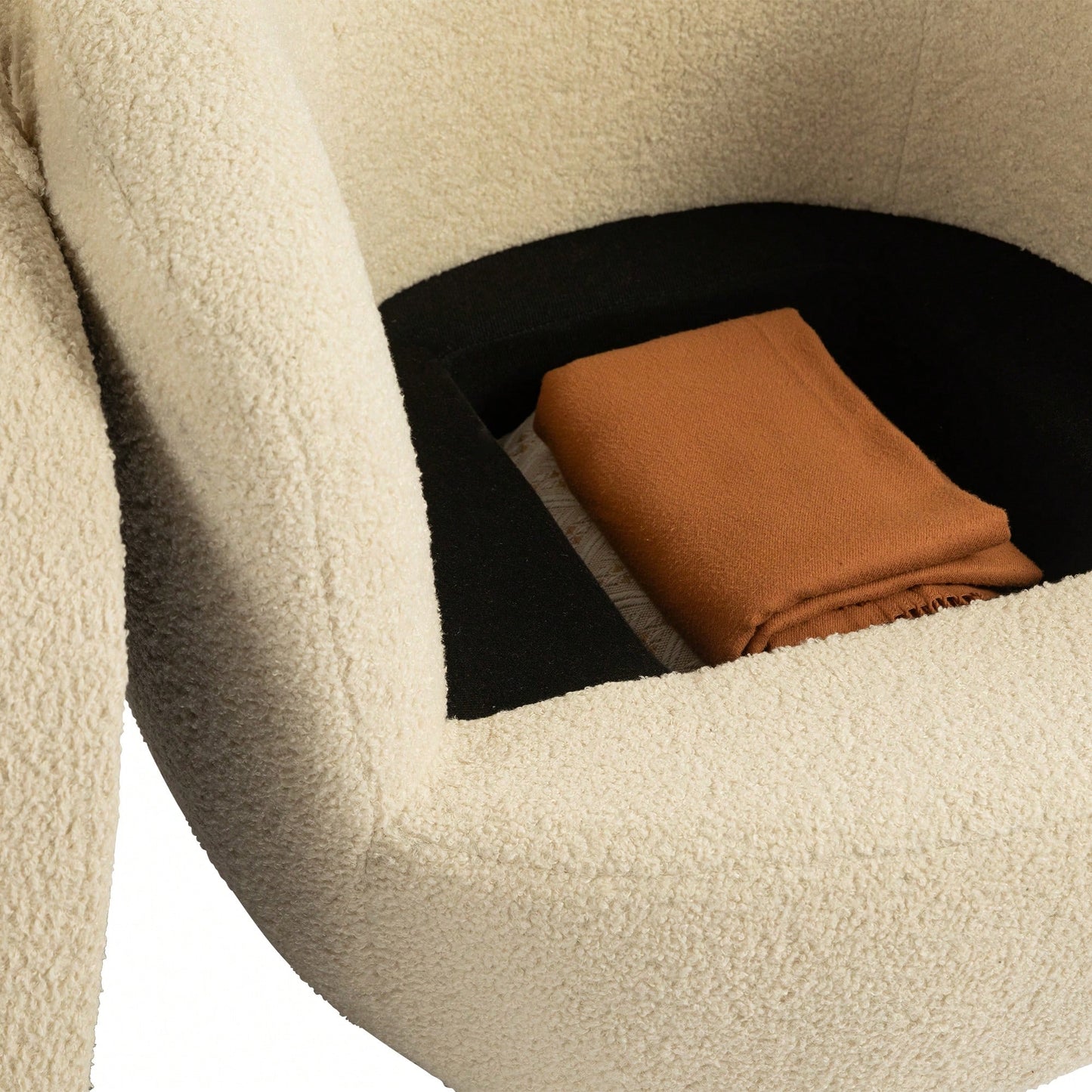Modern Upholstered Swivel Barrel Armchair With Storage In Dark Green Teddy Fabric For Living Room Bedroom Office And Reading Spaces