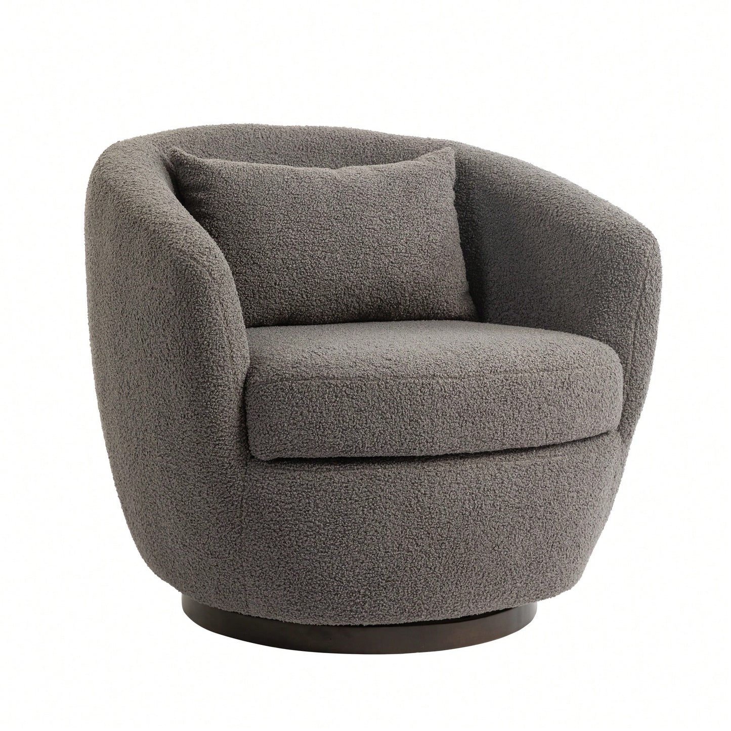 Modern Upholstered Swivel Barrel Armchair With Storage In Dark Green Teddy Fabric For Living Room Bedroom Office And Reading Spaces