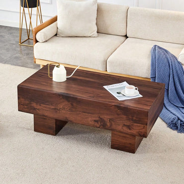 Modern Walnut Finish MDF Coffee Table 43.3x21.6x17.2 Stylish And Practical For Living Room Or Apartment
