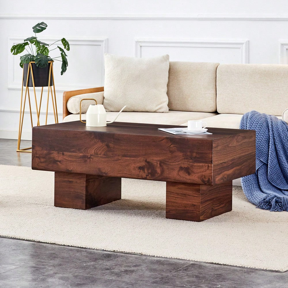 Modern Walnut Finish MDF Coffee Table 43.3x21.6x17.2 Stylish And Practical For Living Room Or Apartment