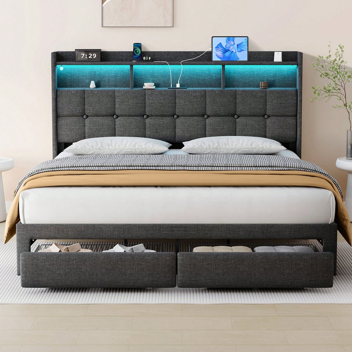 Luxury King Size Bed With Plush Comfort And Elegant Design