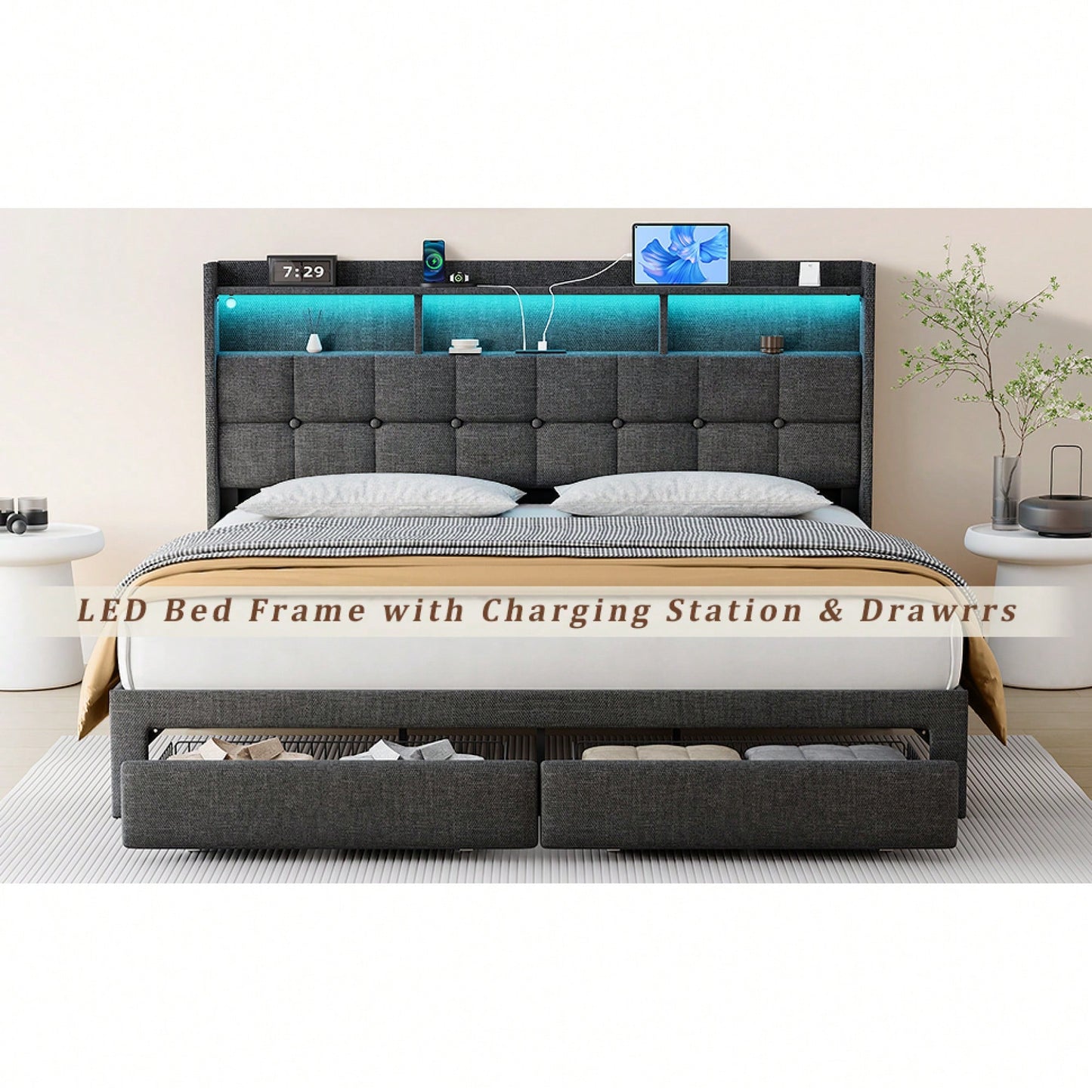 Luxury King Size Bed With Plush Comfort And Elegant Design