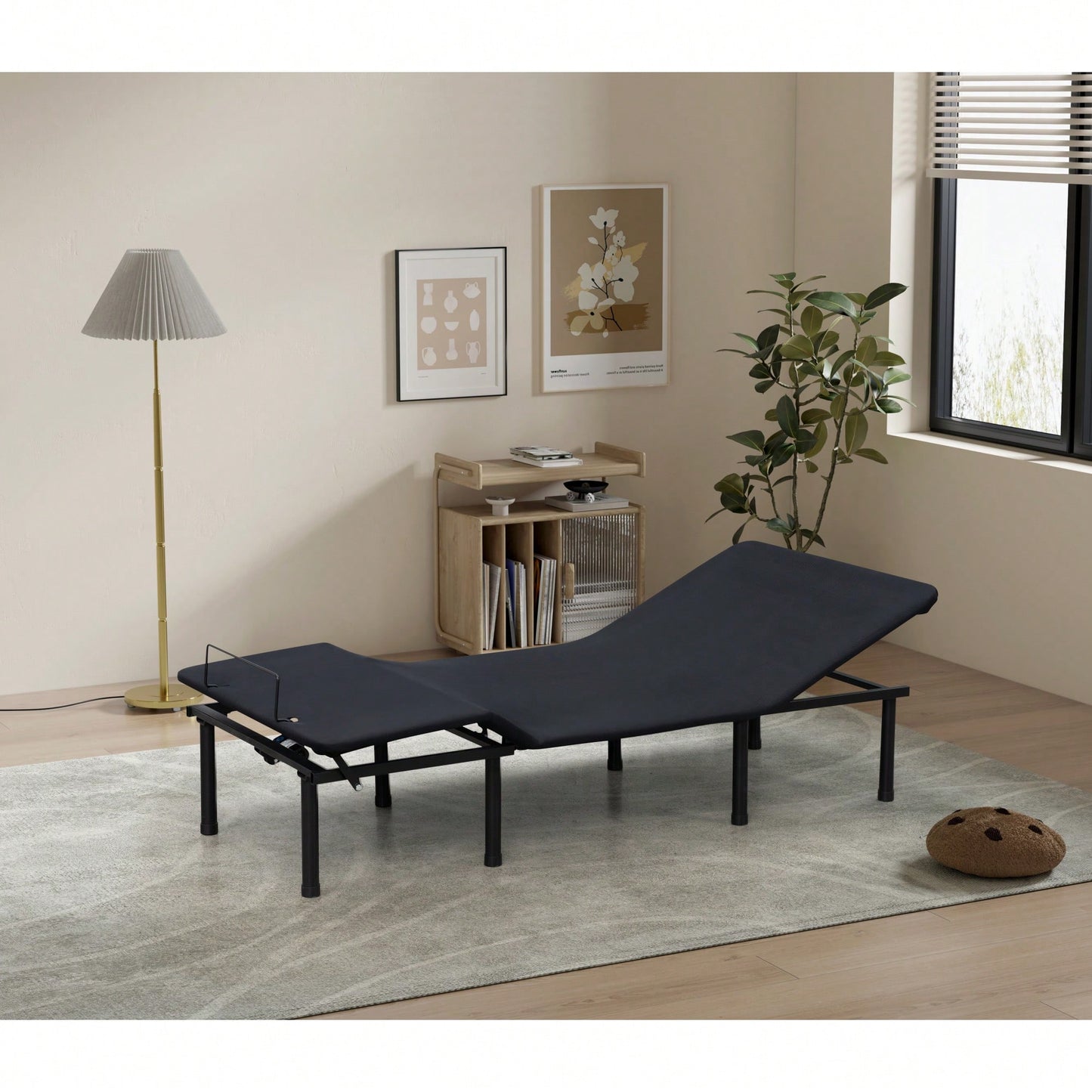 Motorized Adjustable Bed Base With Three Fold Design For Head And Foot Incline Easy Assembly