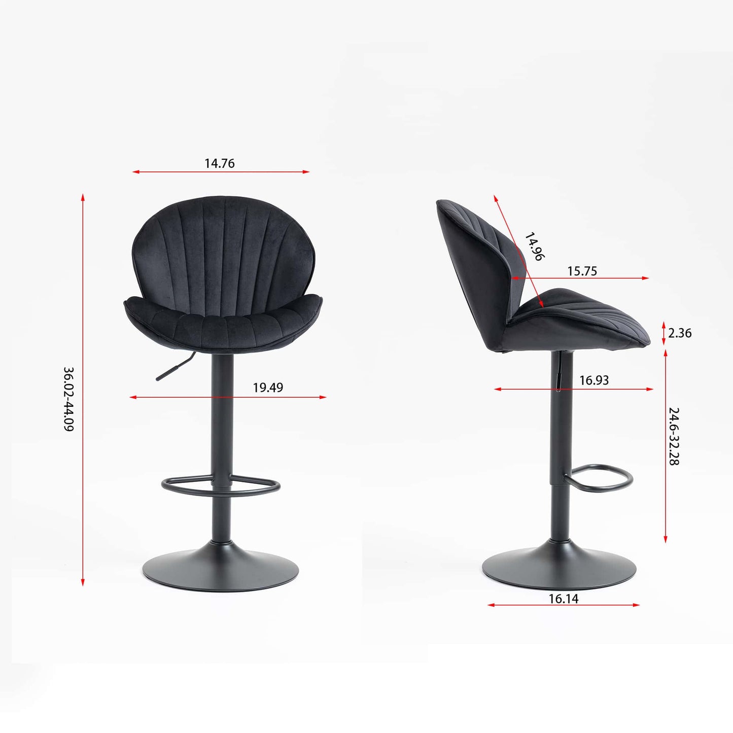 Adjustable Bar Stools Set Of 2 With Back And Footrest For Kitchen And Pub Counter Height Black