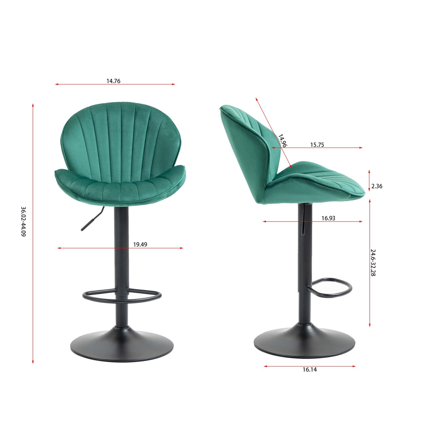 Adjustable Bar Stools Set Of 2 With Back And Footrest For Kitchen And Pub Counter Height Black
