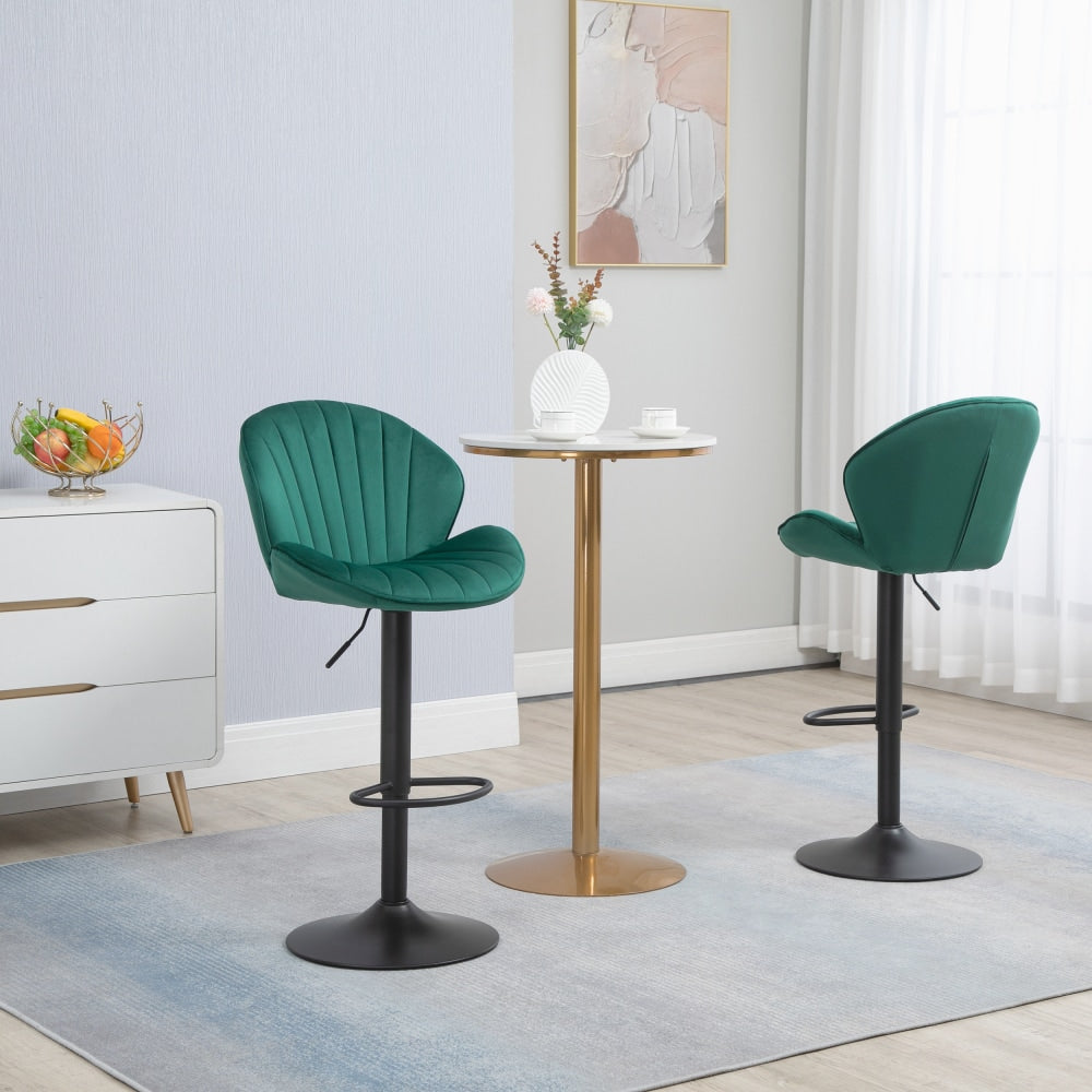 Adjustable Bar Stools Set Of 2 With Back And Footrest For Kitchen And Pub Counter Height Black