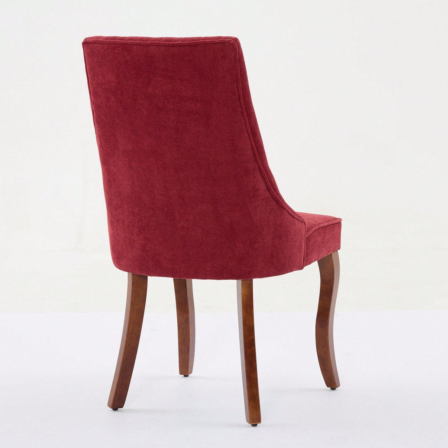 Set Of 2  Comfy Black Rayon Flocked Linen Dining Chairs With Curved Solid Wood Legs For Kitchen And Dining Room