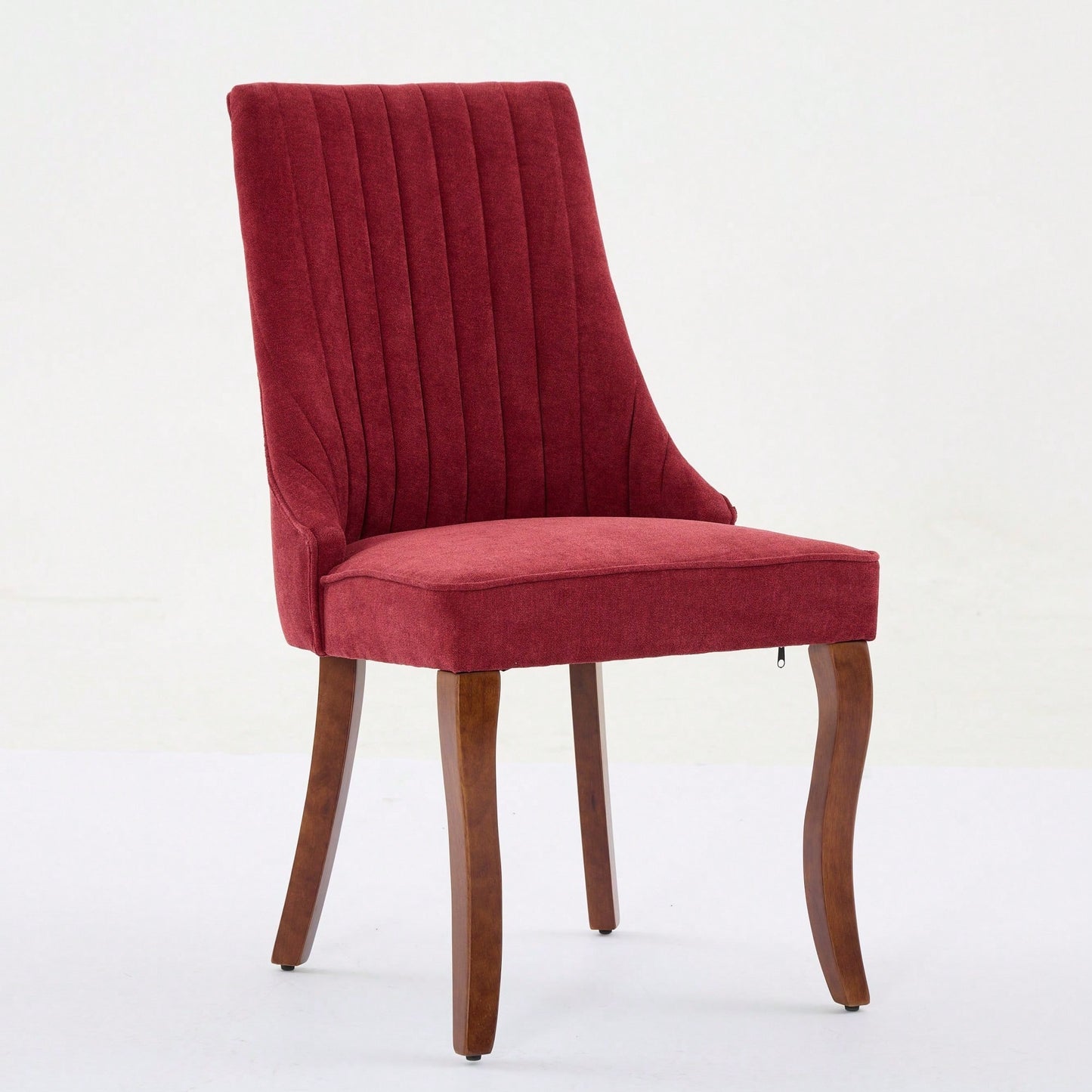 Set Of 2  Comfy Black Rayon Flocked Linen Dining Chairs With Curved Solid Wood Legs For Kitchen And Dining Room