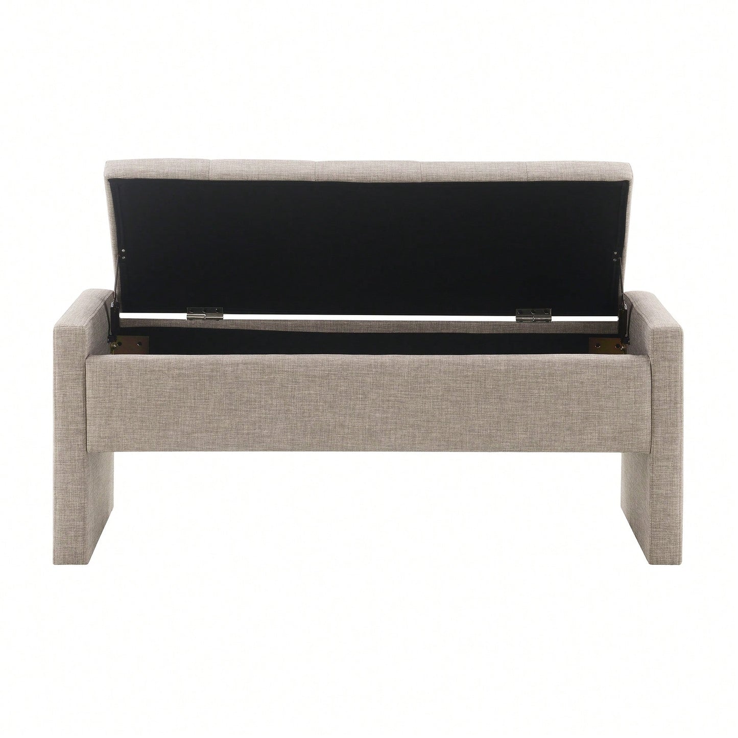 Upholstered Storage Bench For Bedroom And Living Room, Comfy Foot Rest Stool In Linen Grey Brown, Versatile Vanity And Coffee Table Seat