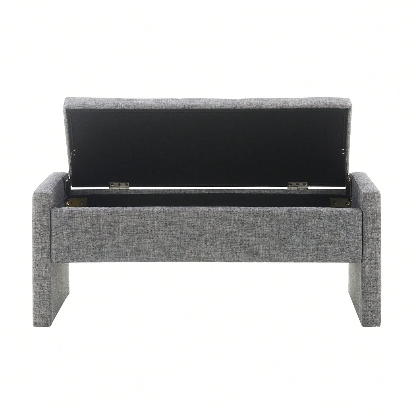 Upholstered Storage Bench For Bedroom And Living Room, Comfy Foot Rest Stool In Linen Grey Brown, Versatile Vanity And Coffee Table Seat