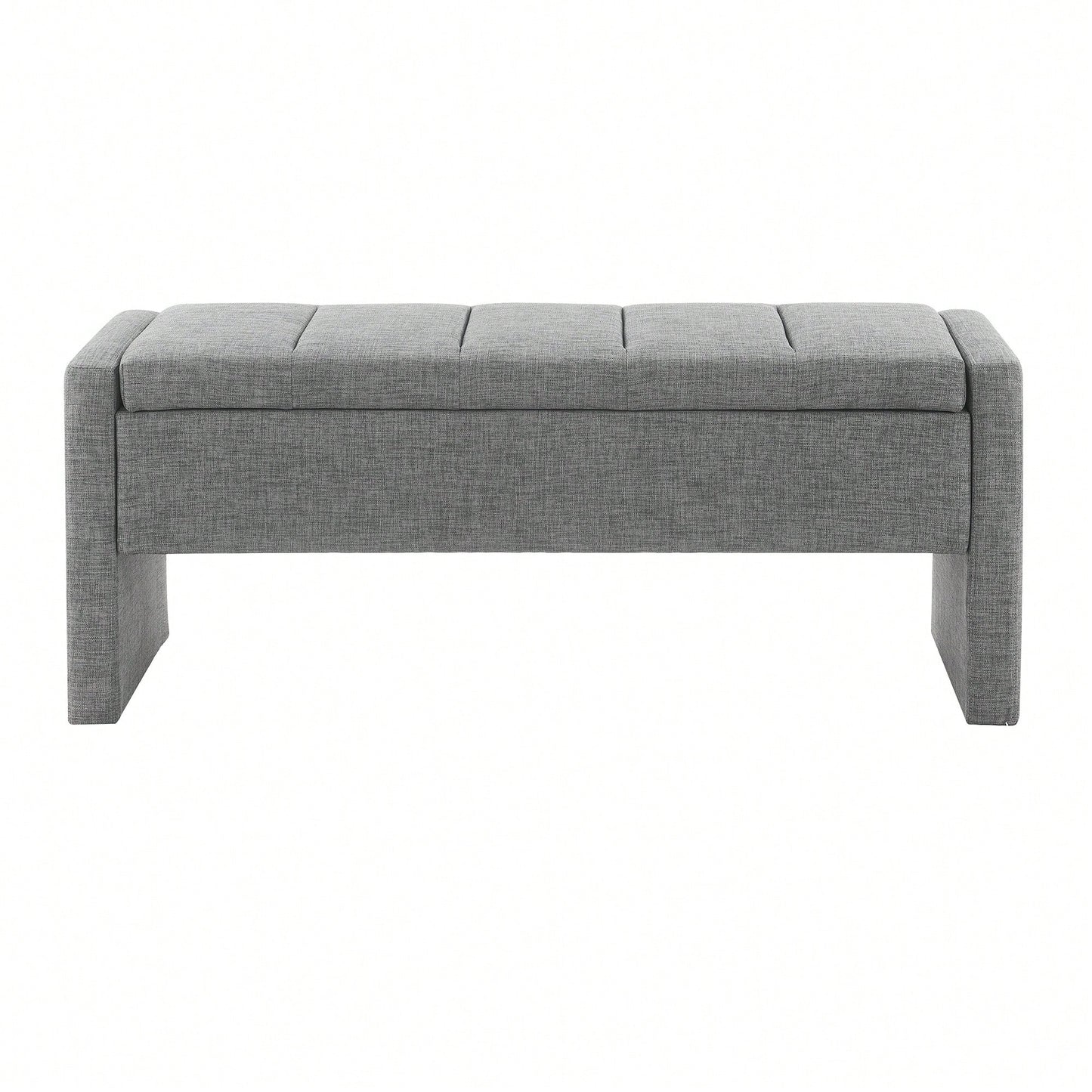 Upholstered Storage Bench For Bedroom And Living Room, Comfy Foot Rest Stool In Linen Grey Brown, Versatile Vanity And Coffee Table Seat