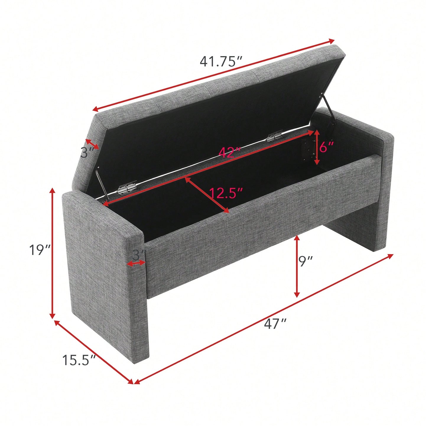 Upholstered Storage Bench For Bedroom And Living Room, Comfy Foot Rest Stool In Linen Grey Brown, Versatile Vanity And Coffee Table Seat