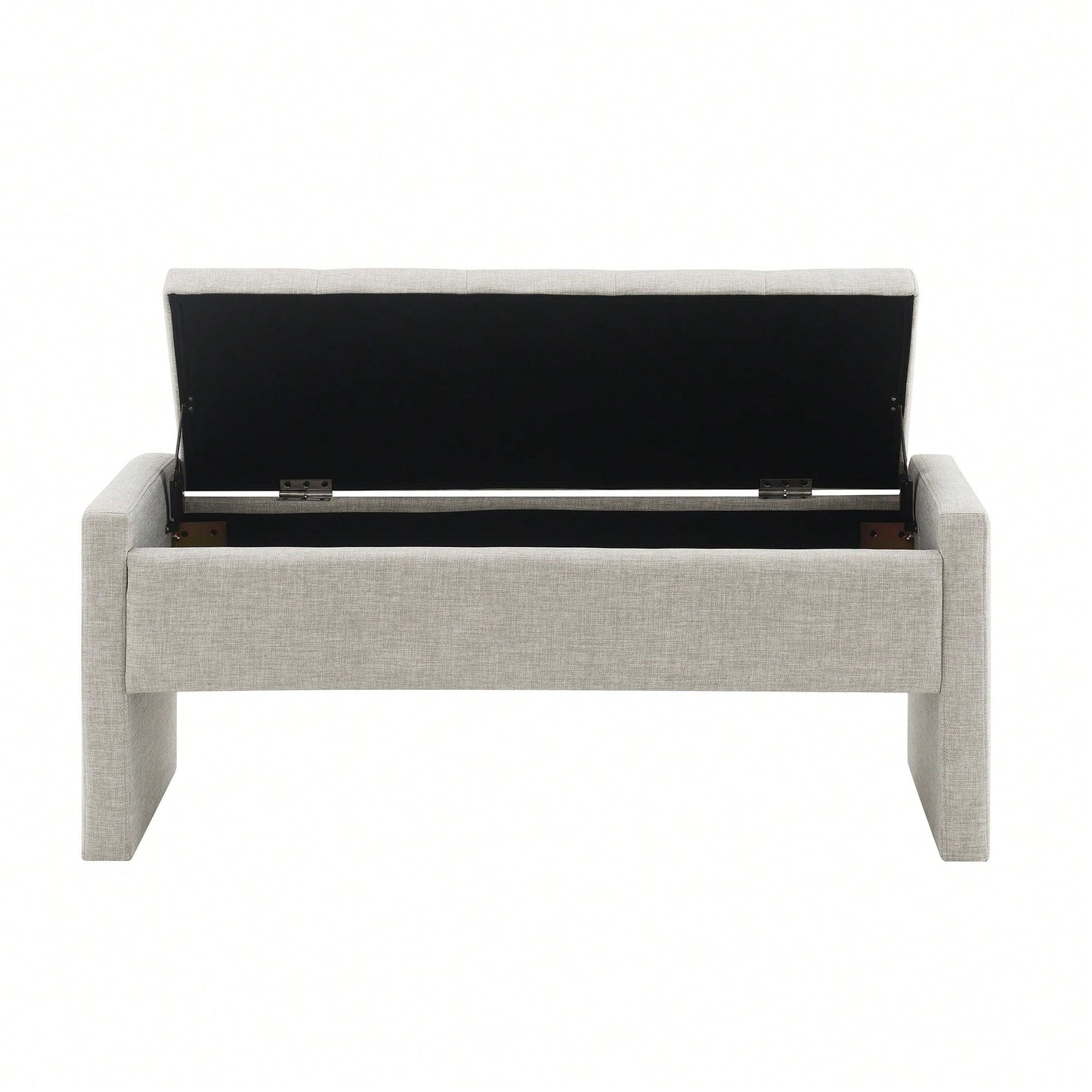 Upholstered Storage Bench For Bedroom And Living Room, Comfy Foot Rest Stool In Linen Grey Brown, Versatile Vanity And Coffee Table Seat