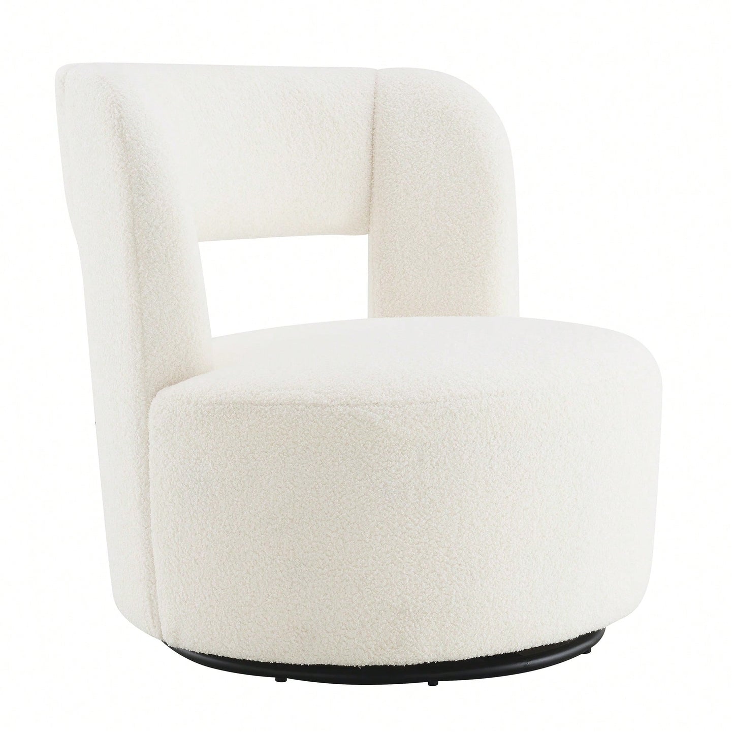 Soft Teddy Fabric Swivel Barrel Chair Cozy Round Accent Chair For Living Room Bedroom Reading And Waiting Room Cream