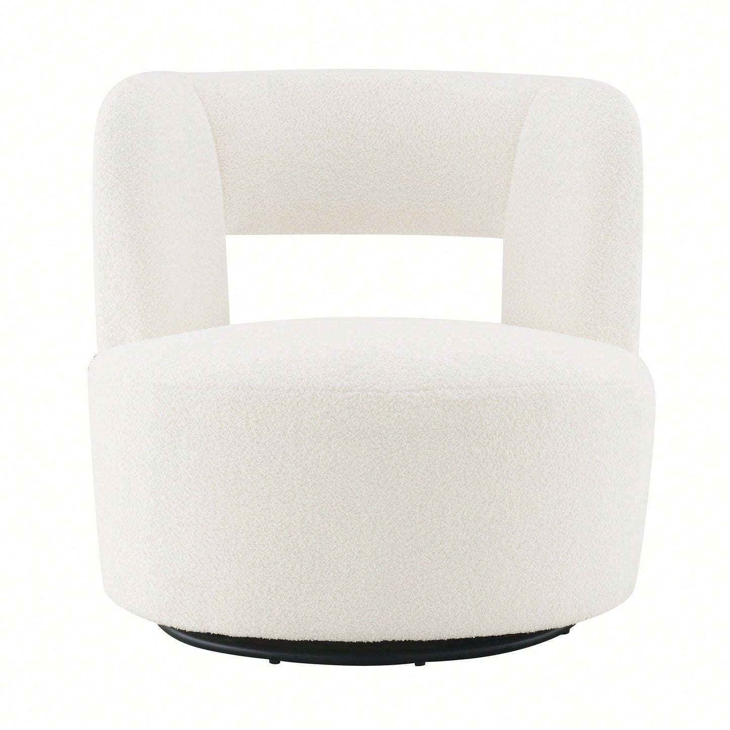 Soft Teddy Fabric Swivel Barrel Chair Cozy Round Accent Chair For Living Room Bedroom Reading And Waiting Room Cream