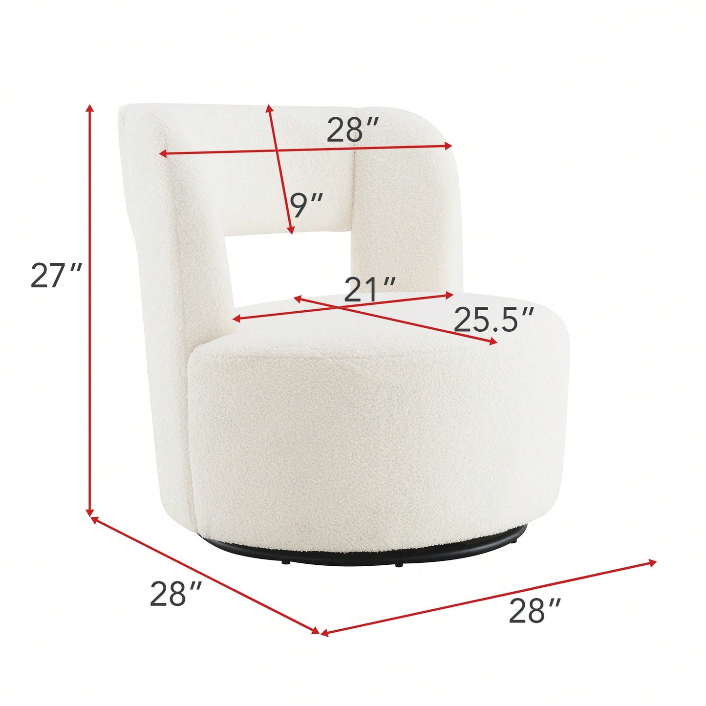 Soft Teddy Fabric Swivel Barrel Chair Cozy Round Accent Chair For Living Room Bedroom Reading And Waiting Room Cream