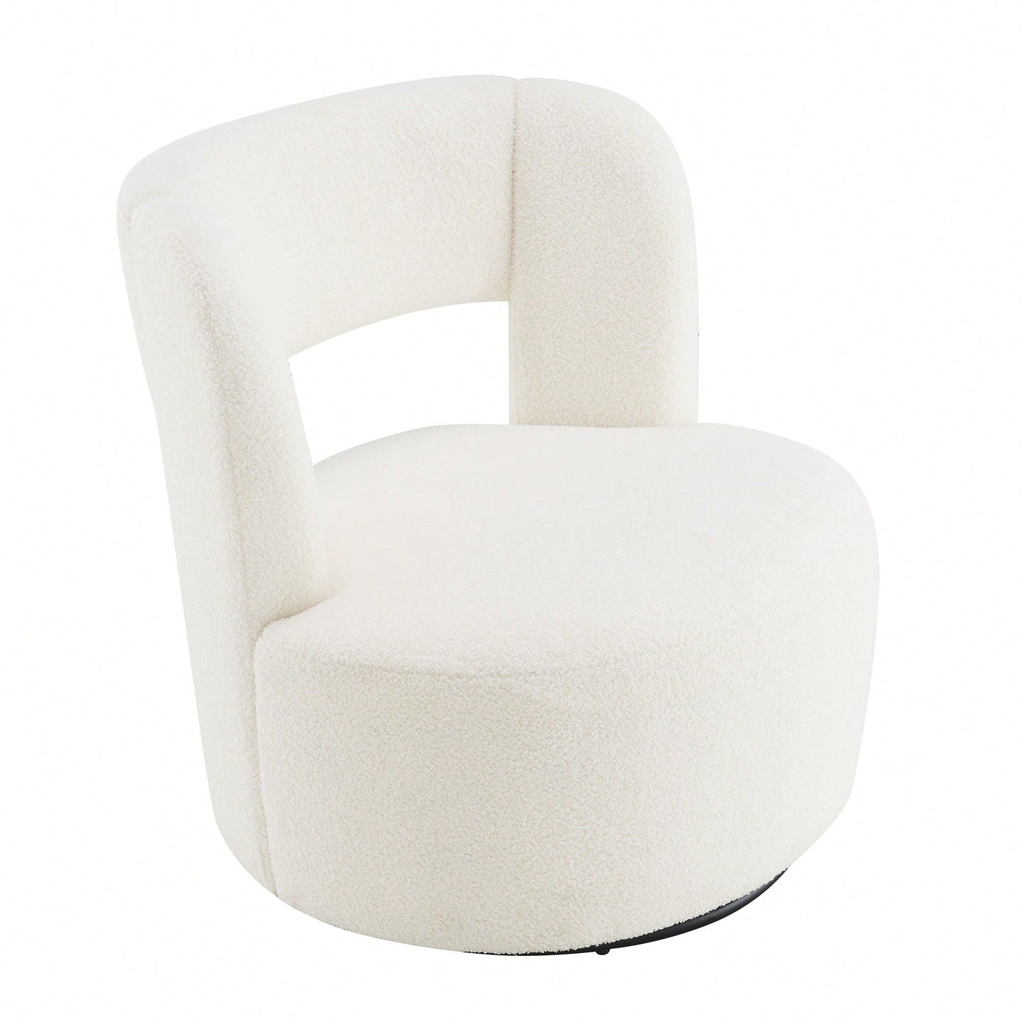 Soft Teddy Fabric Swivel Barrel Chair Cozy Round Accent Chair For Living Room Bedroom Reading And Waiting Room Cream