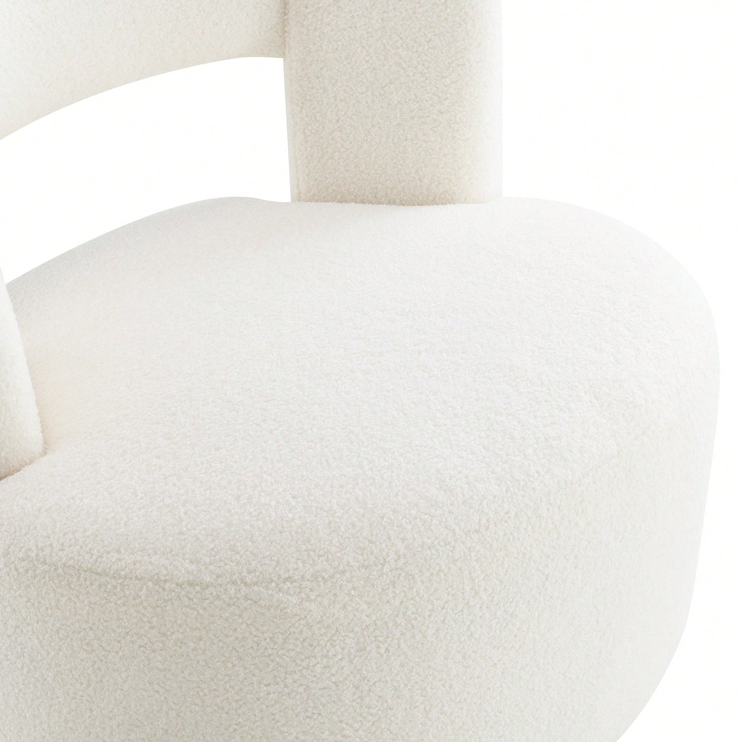 Soft Teddy Fabric Swivel Barrel Chair Cozy Round Accent Chair For Living Room Bedroom Reading And Waiting Room Cream