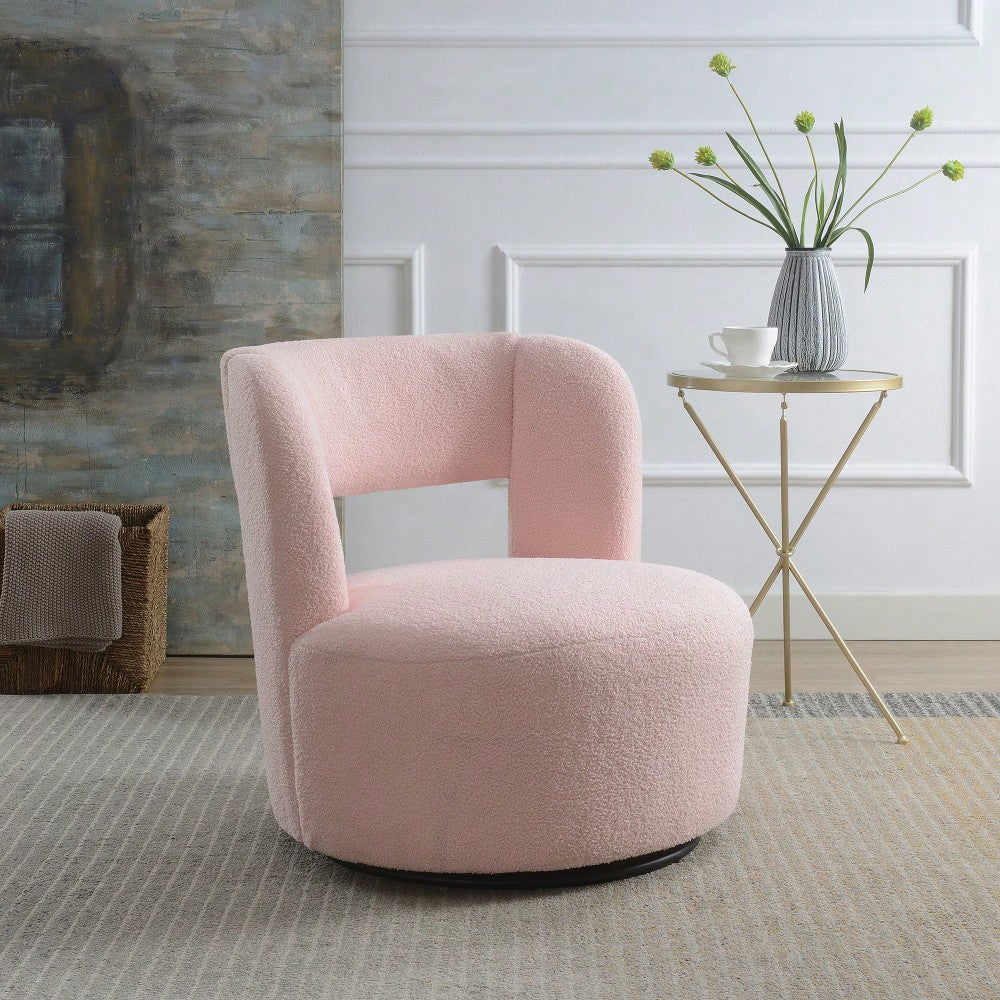 Soft Teddy Fabric Swivel Barrel Chair Cozy Round Accent Chair For Living Room Bedroom Reading And Waiting Room Cream
