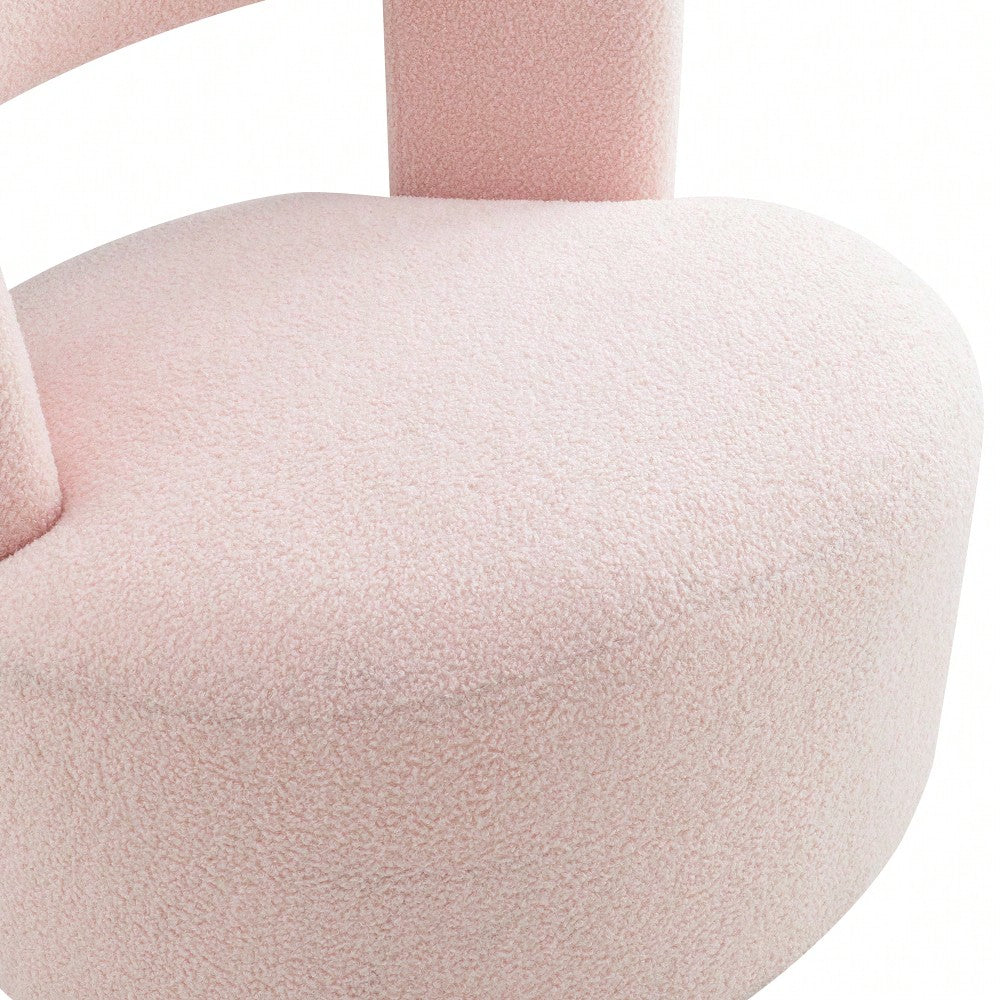 Soft Teddy Fabric Swivel Barrel Chair Cozy Round Accent Chair For Living Room Bedroom Reading And Waiting Room Cream