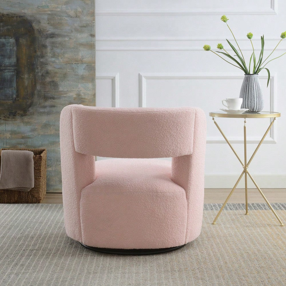 Soft Teddy Fabric Swivel Barrel Chair Cozy Round Accent Chair For Living Room Bedroom Reading And Waiting Room Cream