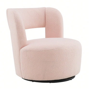 Soft Teddy Fabric Swivel Barrel Chair Cozy Round Accent Chair For Living Room Bedroom Reading And Waiting Room Cream